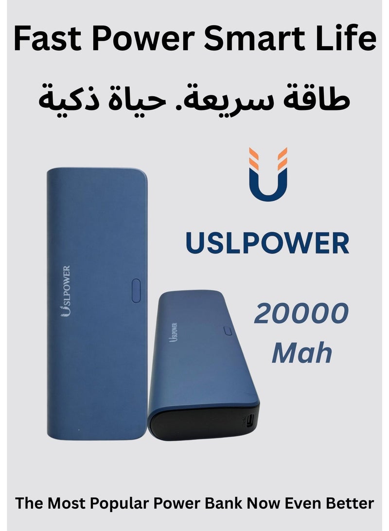 USLPOWER Power Bank 20000mAh, Portable Charger with PD 35W Fast Charging, USB-C Input/Output & USB-A QC 3.0, Slim High-Capacity Power Bank with LED Digital Display, Smart Chip Protection, Ideal for Travel & Daily Use - Image 3